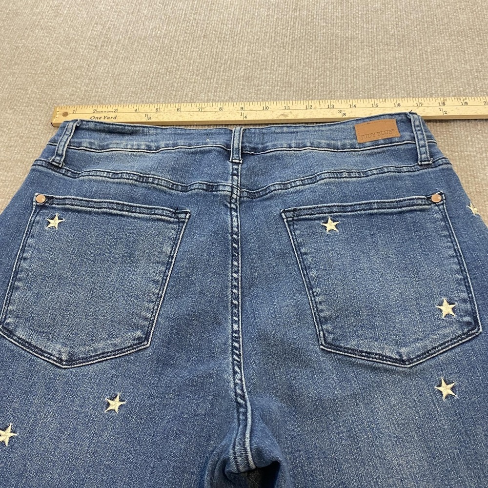 Judy Blue Skinny Jeans Womens 16W Blue Med Wash High Rise Stars Fringe JB80264 - Picture 6 of 12